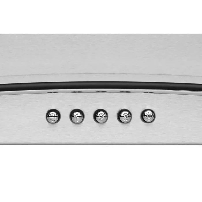 Hauslane Chef Convertible Stainless Steel Wall Mount Range Hood with Size Options (WM-600SS) close-up, button controls.