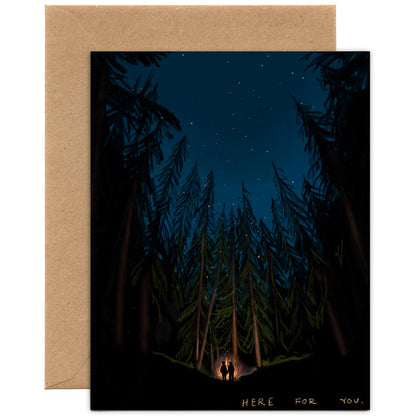 Here for you (Bonfire in the Forest Card) — Encouragement, Sympathy Card