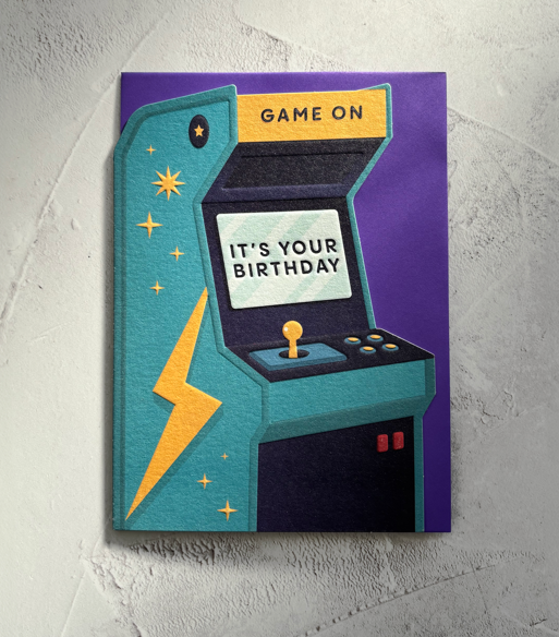 Heyyy Arcade Game Birthday Greetings Card
