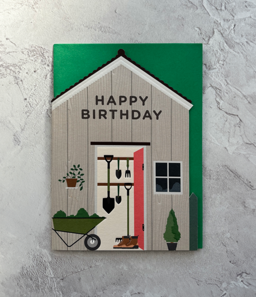 Heyyy Garden Shed Birthday Greetings Card