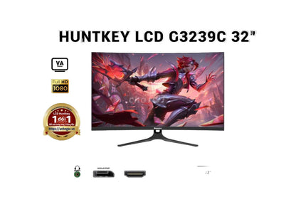Huntkey LCD G3239C 32" monitor with gaming display on a gray background
