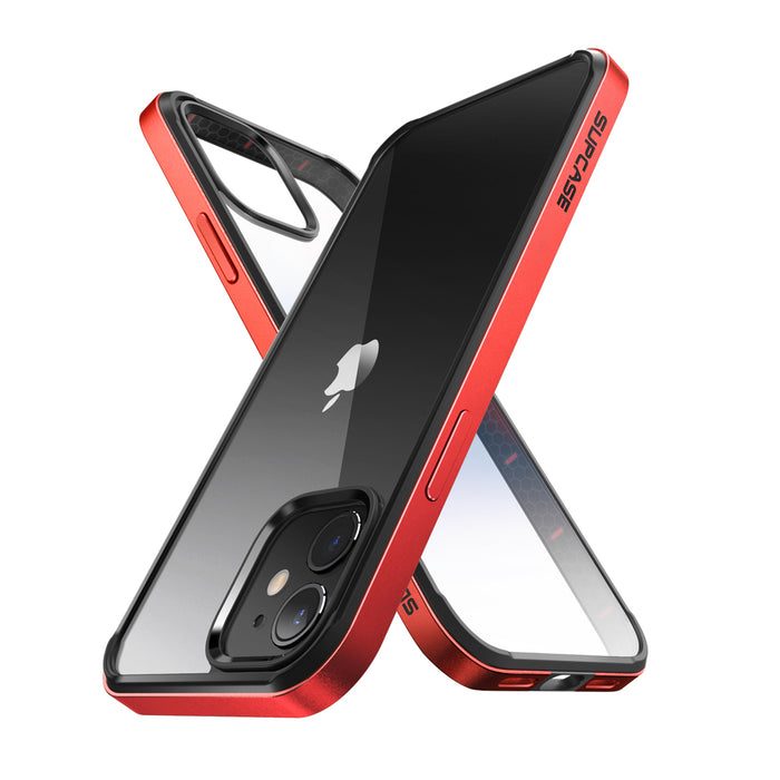 iPhone 12 6.1 inch Unicorn Beetle Edge Clear Bumper Case-Metallic Red