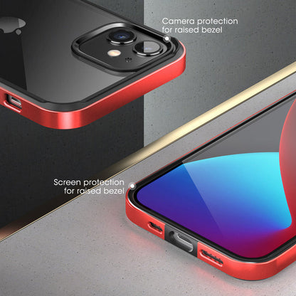 iPhone 12 6.1 inch Unicorn Beetle Edge Clear Bumper Case-Metallic Red