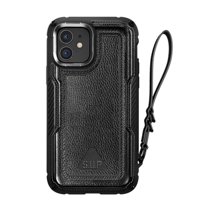 iPhone 12 6.1 inch Unicorn Beetle Royal Rugged Leather Case-Black