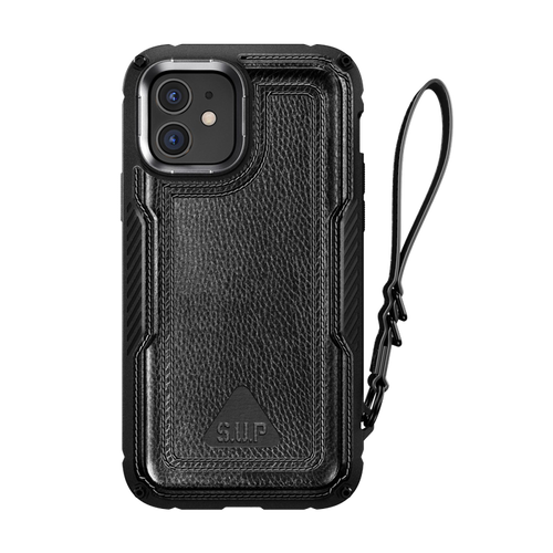 iPhone 12 6.1 inch Unicorn Beetle Royal Rugged Leather Case-Black
