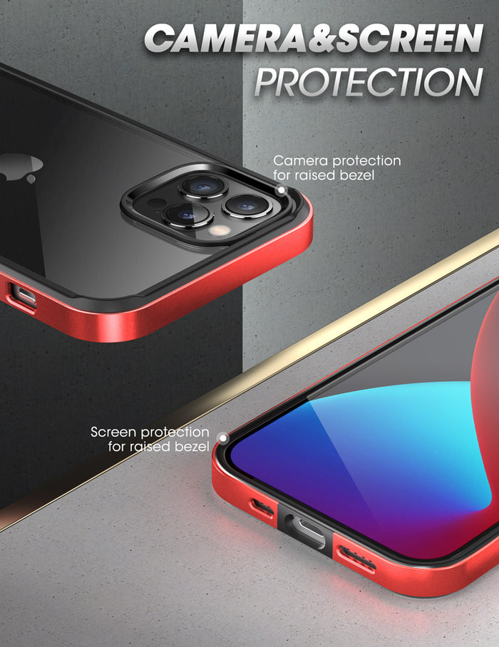 iPhone 12 Pro 6.1 inch Unicorn Beetle Edge Clear Bumper Case-Metallic Red