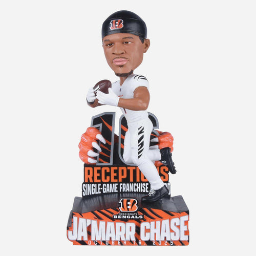 Ja'Marr Chase Cincinnati Bengals Franchise Receptions Record Gamebreaker NFL Bobblehead