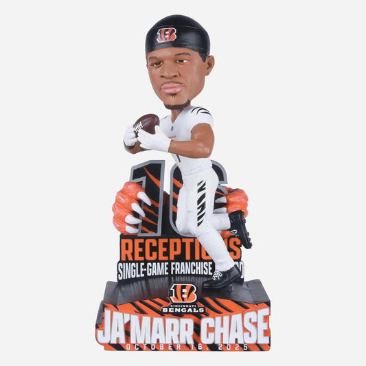 Ja'Marr Chase Cincinnati Bengals Franchise Receptions Record Gamebreaker NFL Bobblehead
