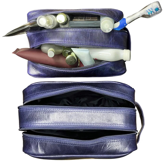Johnny Men's Leather Travel Dopp Kit (Oxford Blue)
