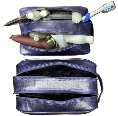 Johnny Men's Leather Travel Dopp Kit (Oxford Blue)