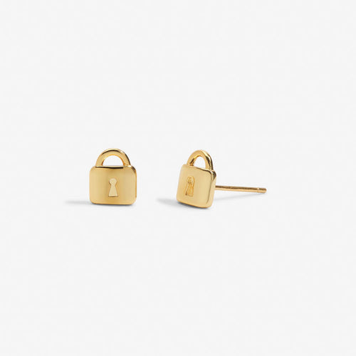 Joma Mini Charms - Gold Lock Earrings
