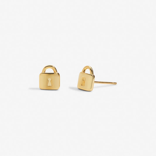 Joma Mini Charms - Gold Lock Earrings