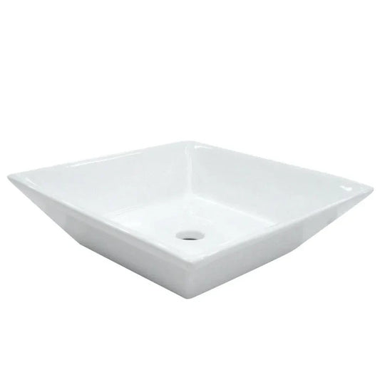 Kingston Brass 16 in. Artisan Ceramic Square Vessel Sink in White (EV4256) main image.
