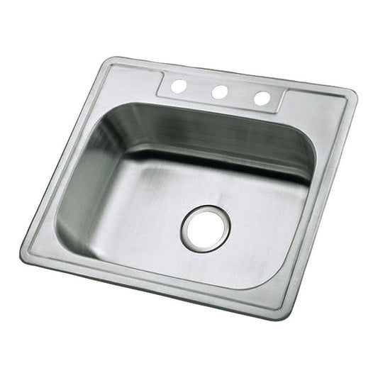 Kingston Brass 25 in. Drop-in Single Bowl Kitchen Sink in Brushed Stainless Steel (GKTS2520) main image.