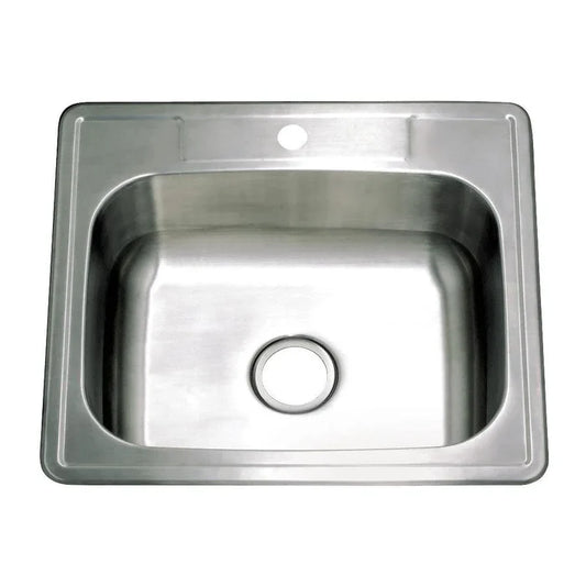 Kingston Brass 25 in. Self-Rimming Single Bowl Kitchen Sink (1 Hole) in Brushed Stainless Steel (GKTS252291) main image.