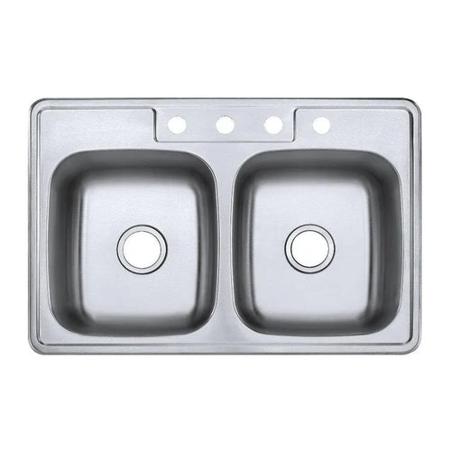Kingston Brass 33 in. Drop-in Double Bowl Kitchen Sink in Brushed Stainless Steel (GKTD33228) main image.
