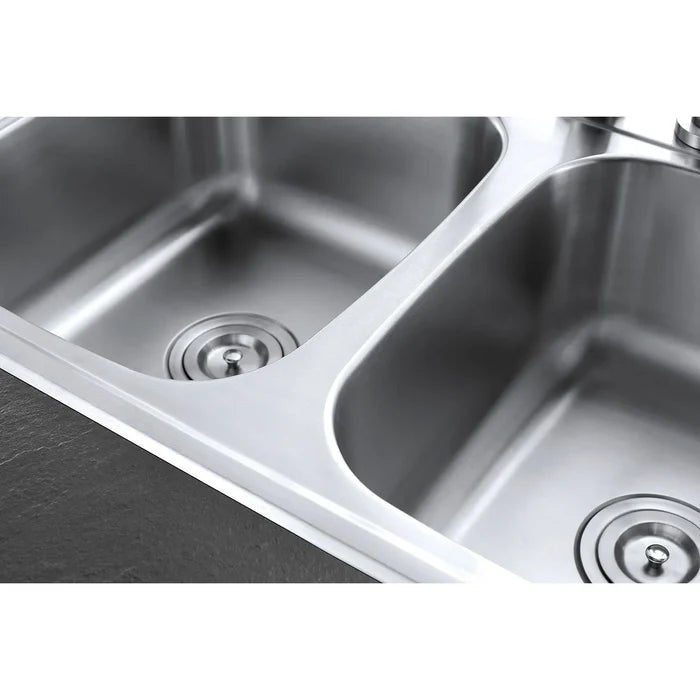 Kingston Brass 33 in. Drop-in Double Bowl Kitchen Sink in Brushed Stainless Steel (GKTD33228)