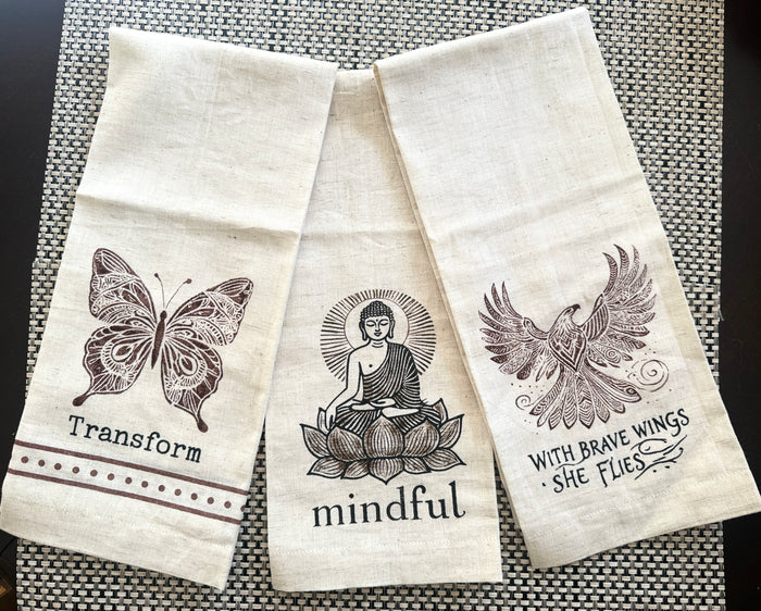 Kitchen Tea Towel -With Brave Wings She Flies Eagle- Handmade by Survivors
