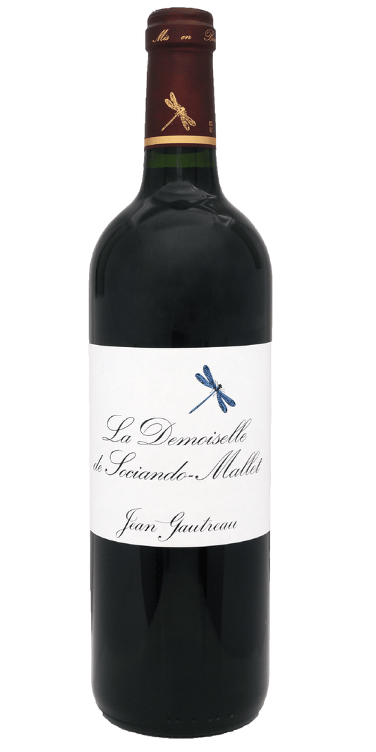 Wine bottle with a label on a white background