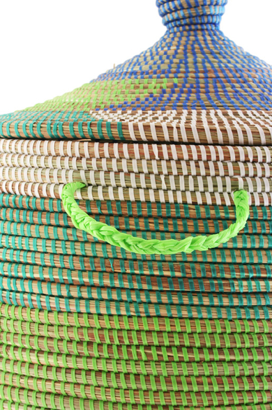Prayer Mat Hamper Storage Basket - Blue/Green - Fair Trade- Eco-Friendly - Give Back Goods