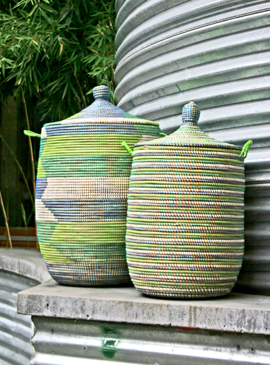 Prayer Mat Hamper Storage Basket - Blue/Green - Fair Trade- Eco-Friendly - Give Back Goods