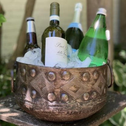 Large Upcycled Hammered Steel Drum Metal Bowl, Haiti