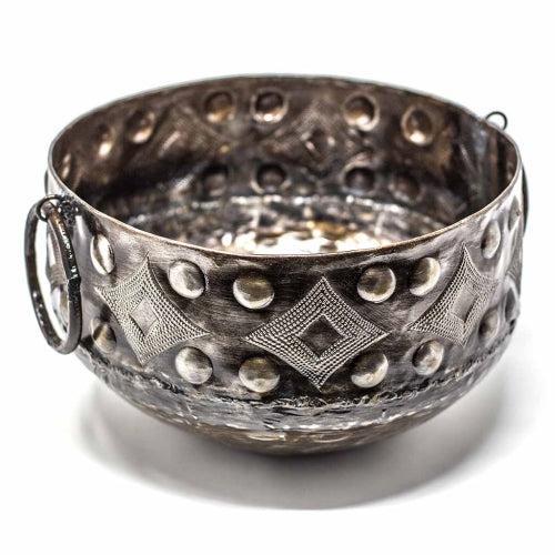 Large Upcycled Hammered Steel Drum Metal Bowl, Haiti