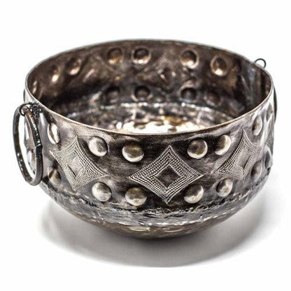 Large Upcycled Hammered Steel Drum Metal Bowl, Haiti