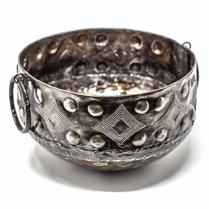 Large Upcycled Hammered Steel Drum Metal Bowl, Haiti
