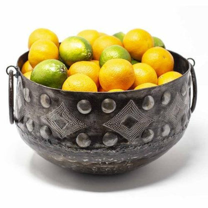 Large Upcycled Hammered Steel Drum Metal Bowl, Haiti