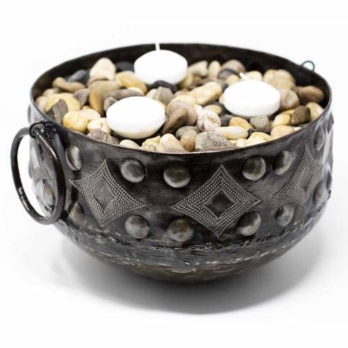 Large Upcycled Hammered Steel Drum Metal Bowl, Haiti