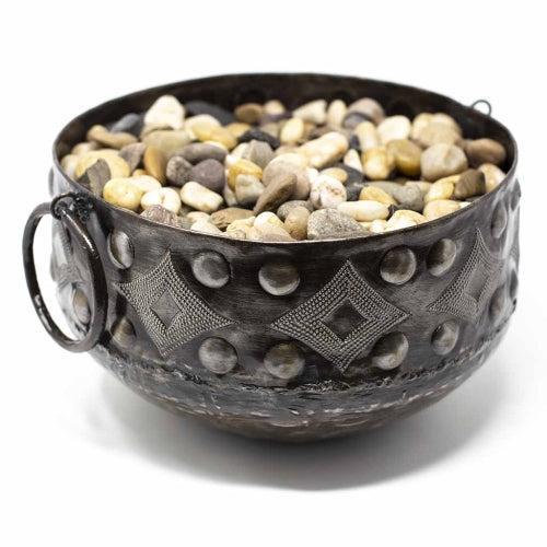 Large Upcycled Hammered Steel Drum Metal Bowl, Haiti