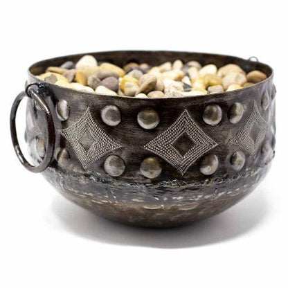 Large Upcycled Hammered Steel Drum Metal Bowl, Haiti