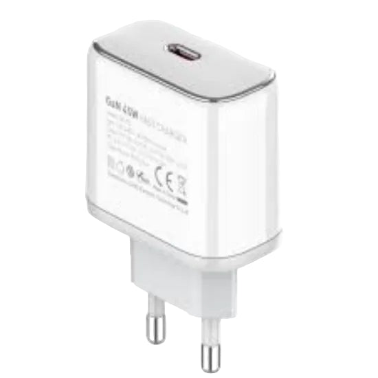 White USB wall charger on a white background