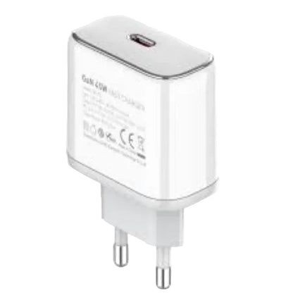 White USB wall charger on a white background