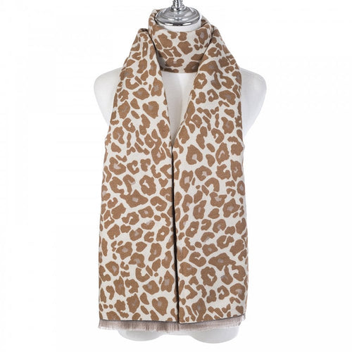 Leopard Print Scarf - Latte