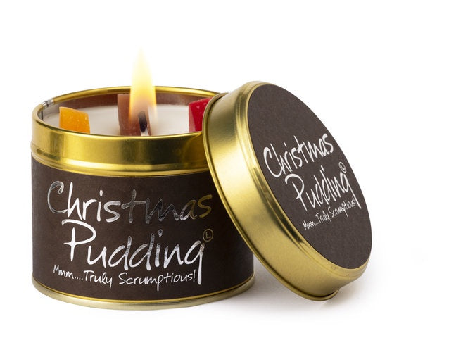 Lily Flame Christmas Pudding Candle Tin