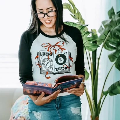 Lucky Reader Quarter Sleeve Baby Tee Shirt