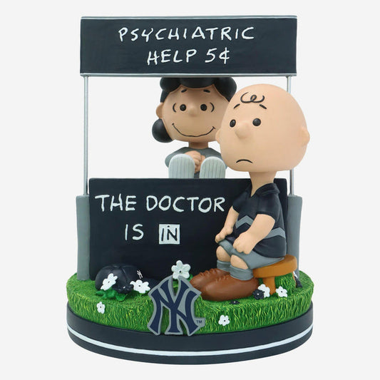 Lucy & Charlie Brown New York Yankees Peanuts Psychiatry Stand Dual MLB Baseball Bobblehead