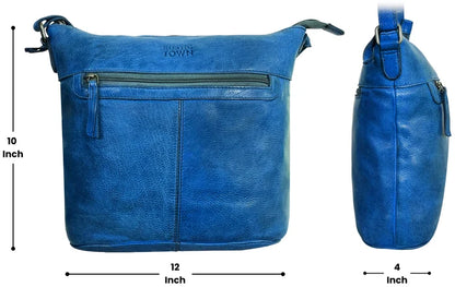 Luna Leather Sling Bag for Women, Blue