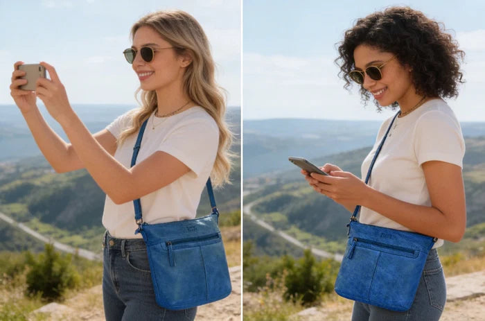 Luna Leather Sling Bag for Women, Blue