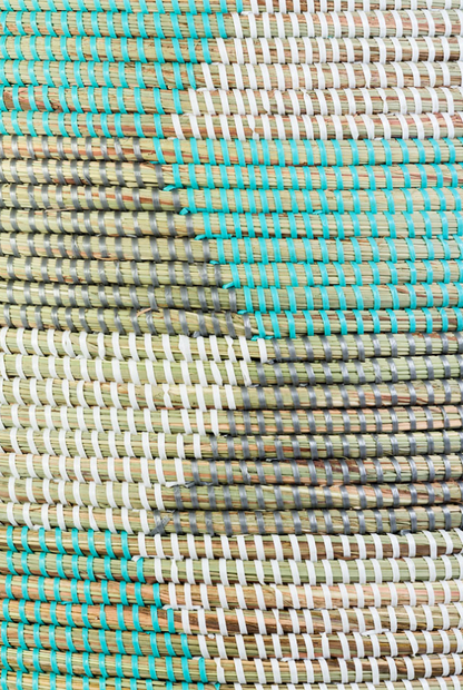 Prayer Mat Hamper Storage Basket, Fair Trade, Eco Friendly, Aqua, Silver and White - Give Back Goods