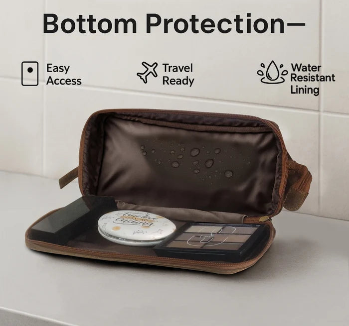 Megan Leather Travel Cosmetic Bag