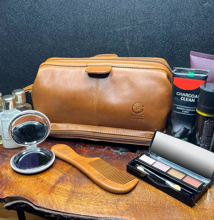 Megan Leather Travel Toiletry Bag (Cognac)