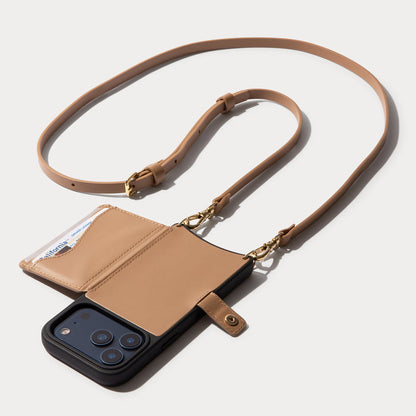 Mila MagSafe Charging Crossbody Bandolier - Tan/Gold