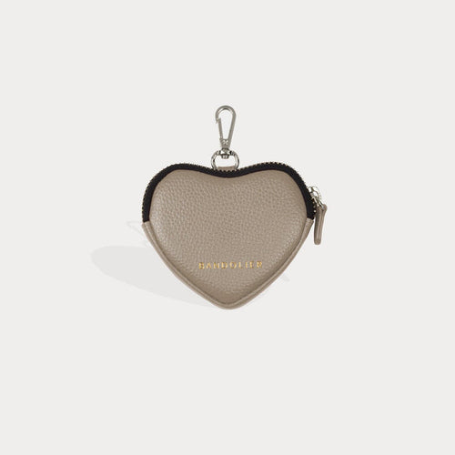 Mini Heart Pouch - Greige/Silver Fashion Pouch Bandolier