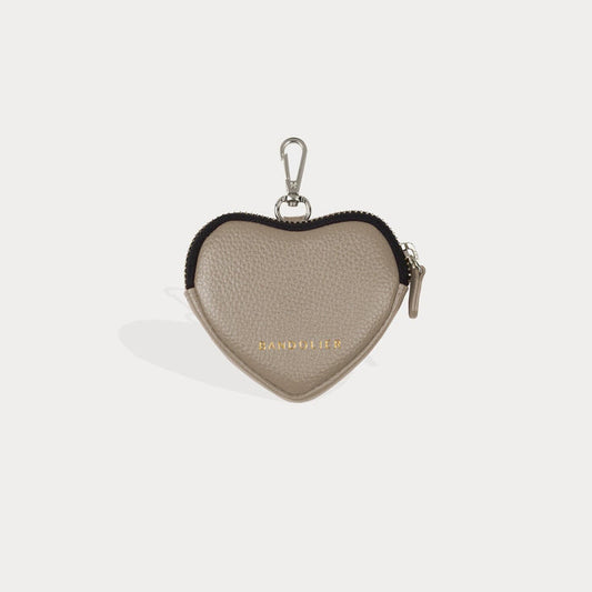 Mini Heart Pouch - Greige/Silver Fashion Pouch Bandolier