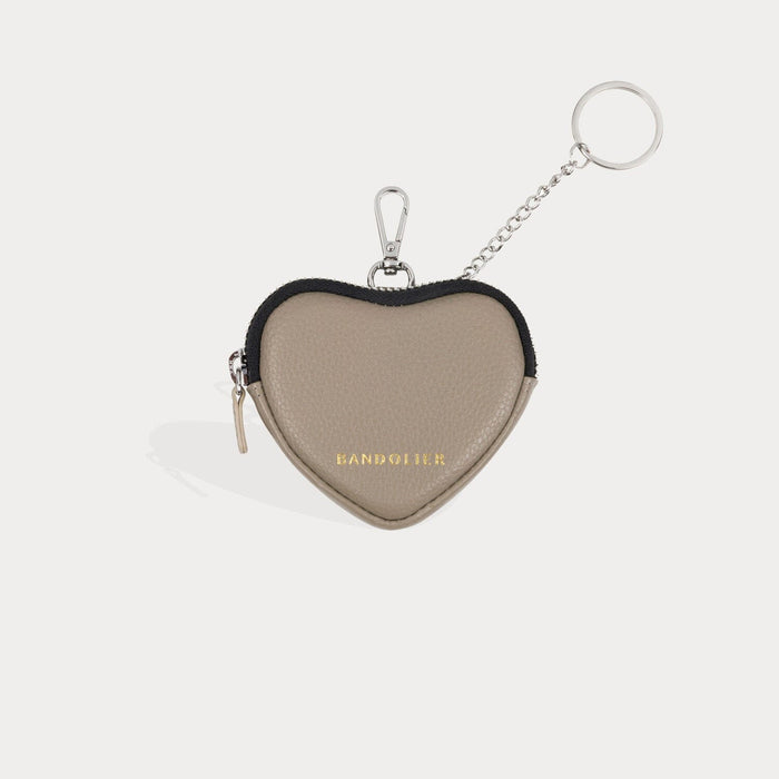 Mini Heart Pouch - Greige/Silver Fashion Pouch Bandolier