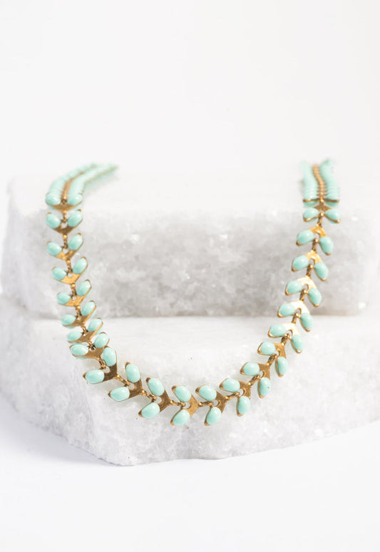 Mint and Gold Seeds of Hope Necklace - Supports Women Survivors
