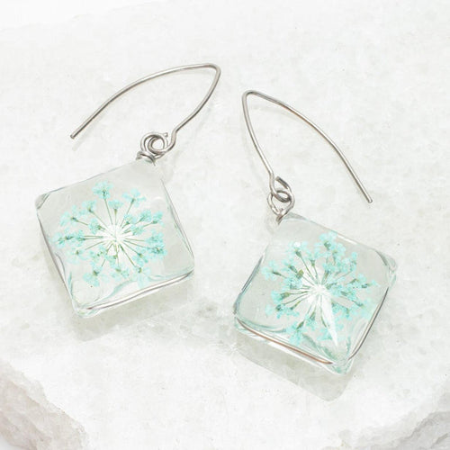 Mint Flower Crystal Drop Earrings- Made By Survivors